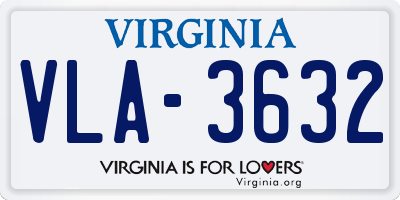 VA license plate VLA3632
