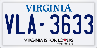 VA license plate VLA3633