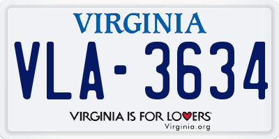 VA license plate VLA3634