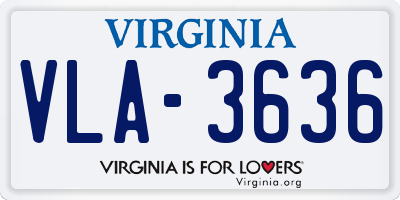 VA license plate VLA3636
