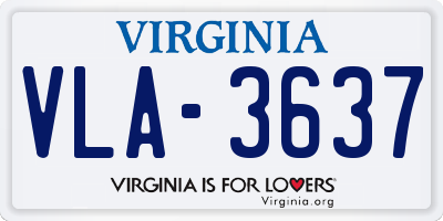 VA license plate VLA3637