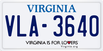 VA license plate VLA3640