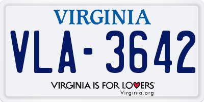 VA license plate VLA3642