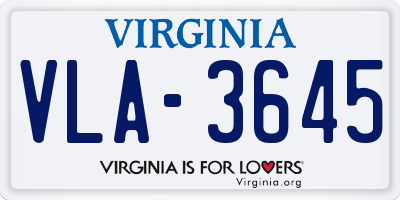 VA license plate VLA3645