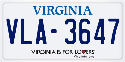 VA license plate VLA3647