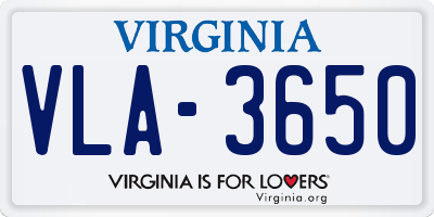 VA license plate VLA3650