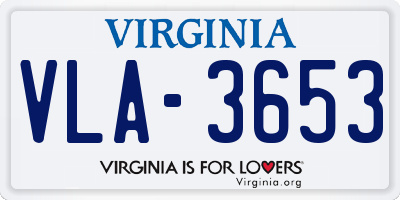 VA license plate VLA3653