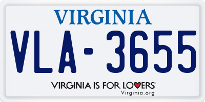 VA license plate VLA3655