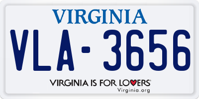 VA license plate VLA3656