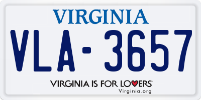 VA license plate VLA3657