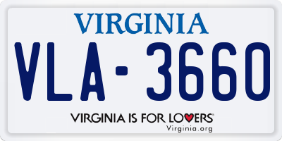 VA license plate VLA3660