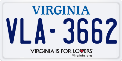 VA license plate VLA3662