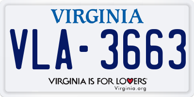 VA license plate VLA3663