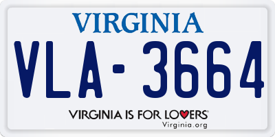VA license plate VLA3664
