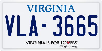 VA license plate VLA3665