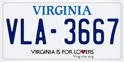 VA license plate VLA3667