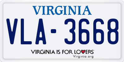 VA license plate VLA3668