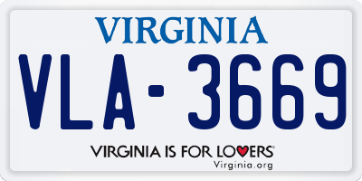 VA license plate VLA3669