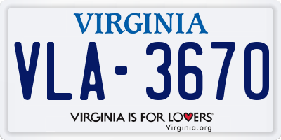 VA license plate VLA3670