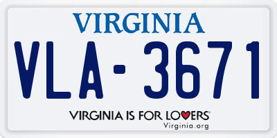 VA license plate VLA3671