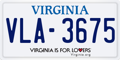 VA license plate VLA3675
