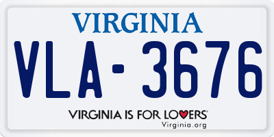 VA license plate VLA3676