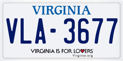 VA license plate VLA3677