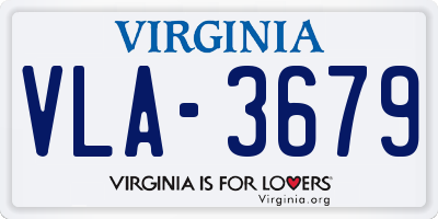 VA license plate VLA3679