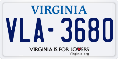 VA license plate VLA3680