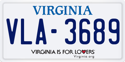 VA license plate VLA3689