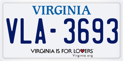 VA license plate VLA3693
