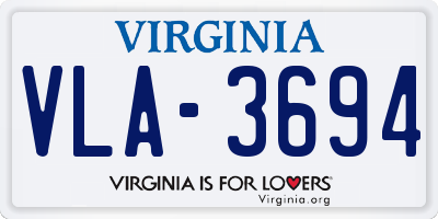 VA license plate VLA3694