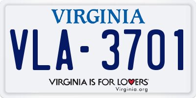 VA license plate VLA3701