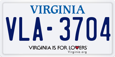 VA license plate VLA3704