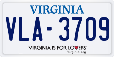 VA license plate VLA3709