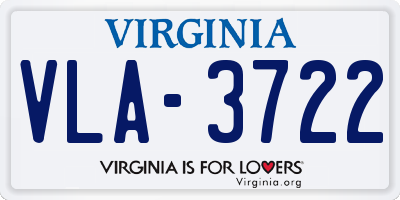 VA license plate VLA3722