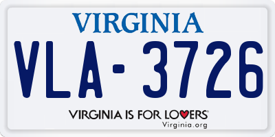 VA license plate VLA3726