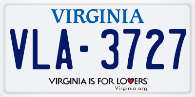 VA license plate VLA3727
