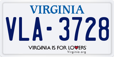 VA license plate VLA3728