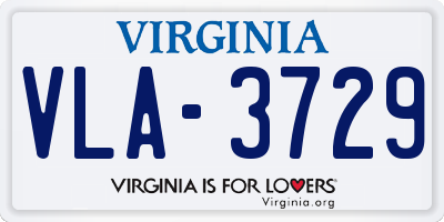 VA license plate VLA3729