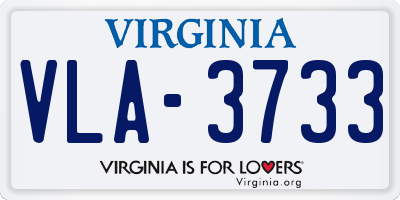 VA license plate VLA3733