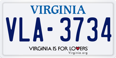 VA license plate VLA3734
