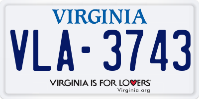 VA license plate VLA3743