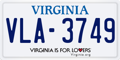 VA license plate VLA3749