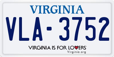 VA license plate VLA3752