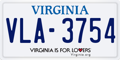 VA license plate VLA3754