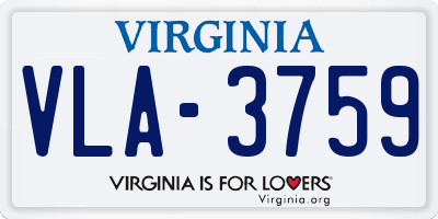 VA license plate VLA3759