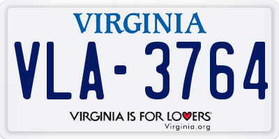 VA license plate VLA3764