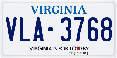 VA license plate VLA3768