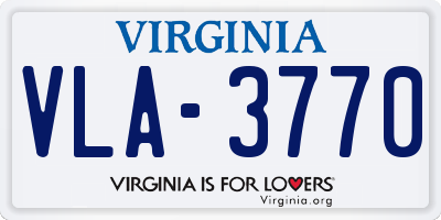 VA license plate VLA3770